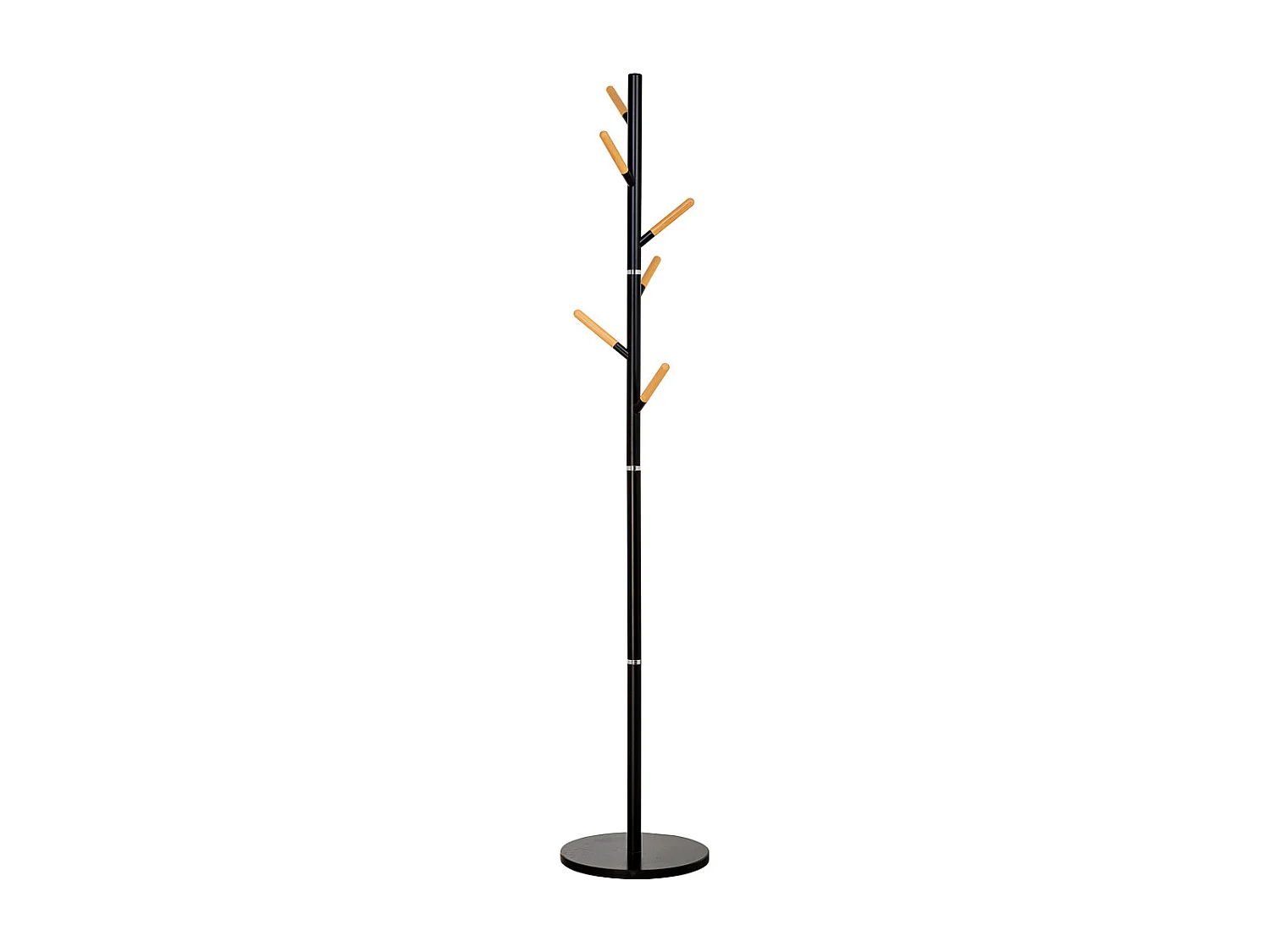 Garderobenständer Metall Holz schwarz 175h cm