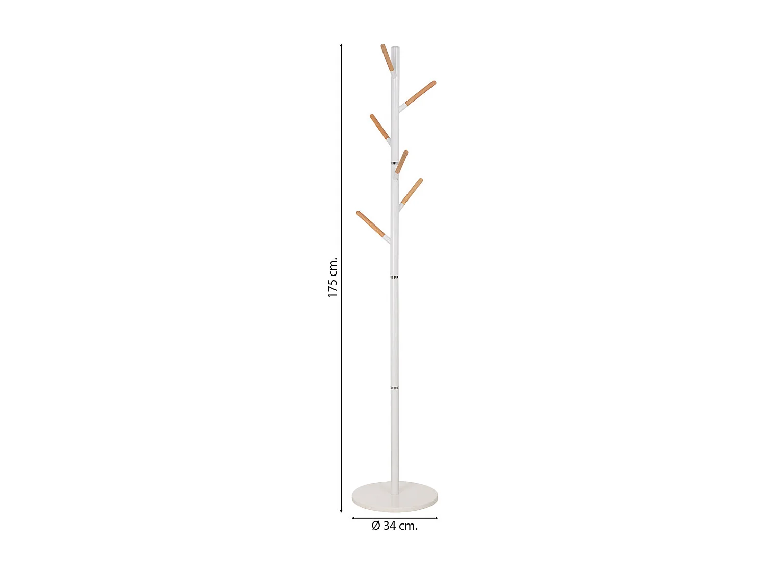 Garderobenständer aus Metall und Holz weiß 175h cm