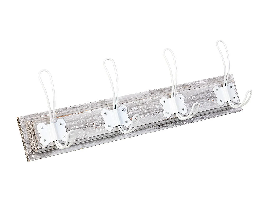 Patère murale en bois avec 4 crochets 49 x 2,3 x 8,2 cm