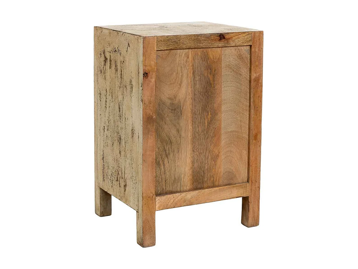 Mesita de noche de madera artesanal gris 45x35x60h cm