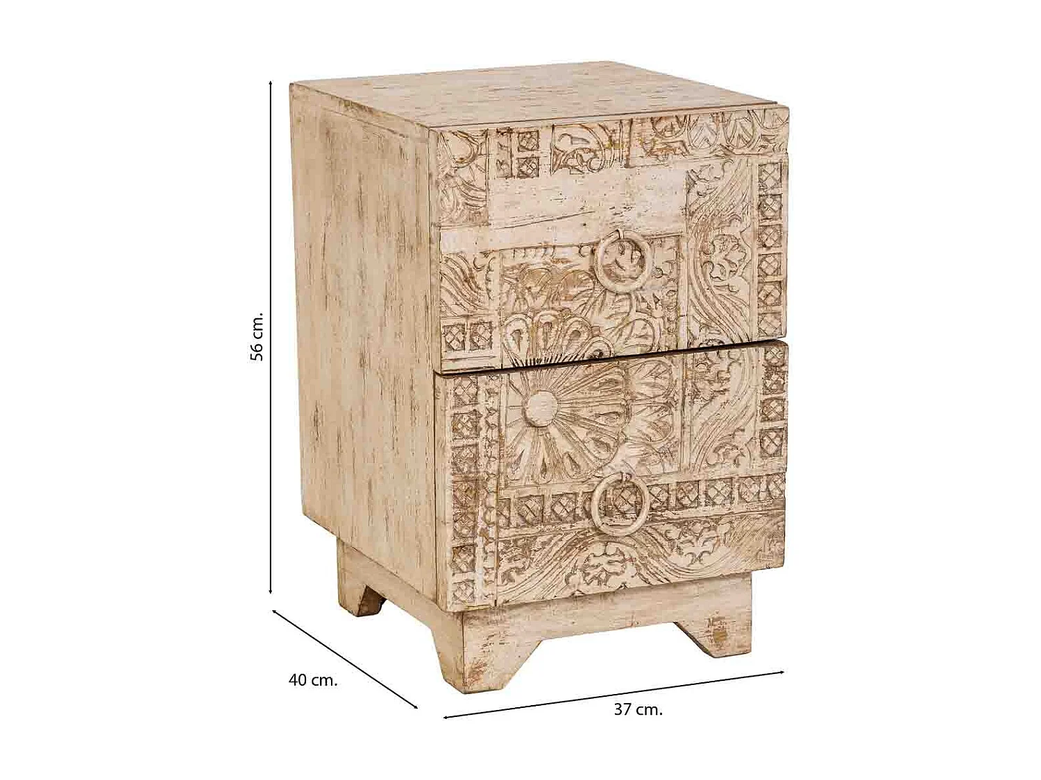 Table d'appoint en bois blanc, fabriquée à la main, 37 x 40 x 56 cm (h)