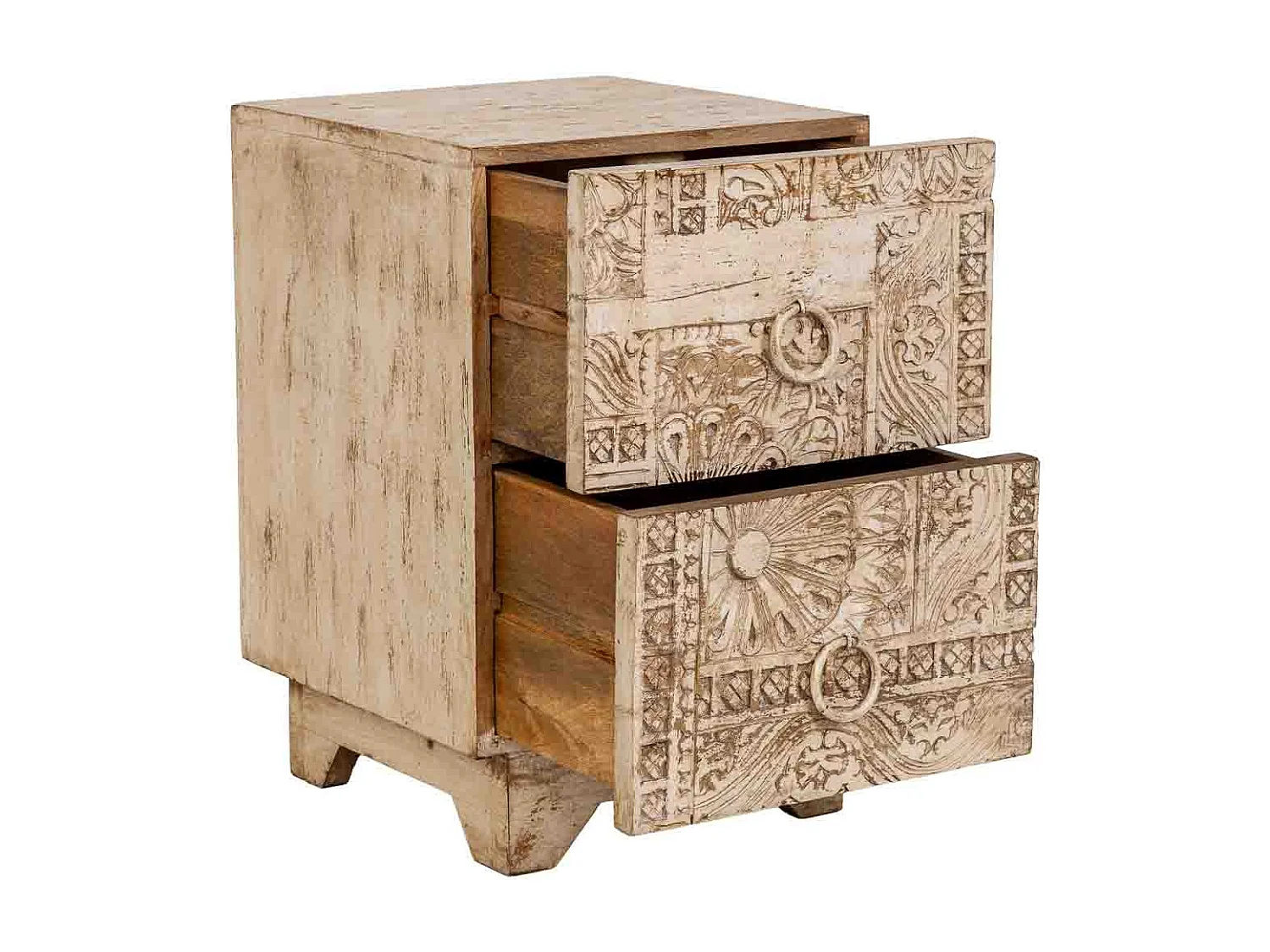 Table d'appoint en bois blanc, fabriquée à la main, 37 x 40 x 56 cm (h)