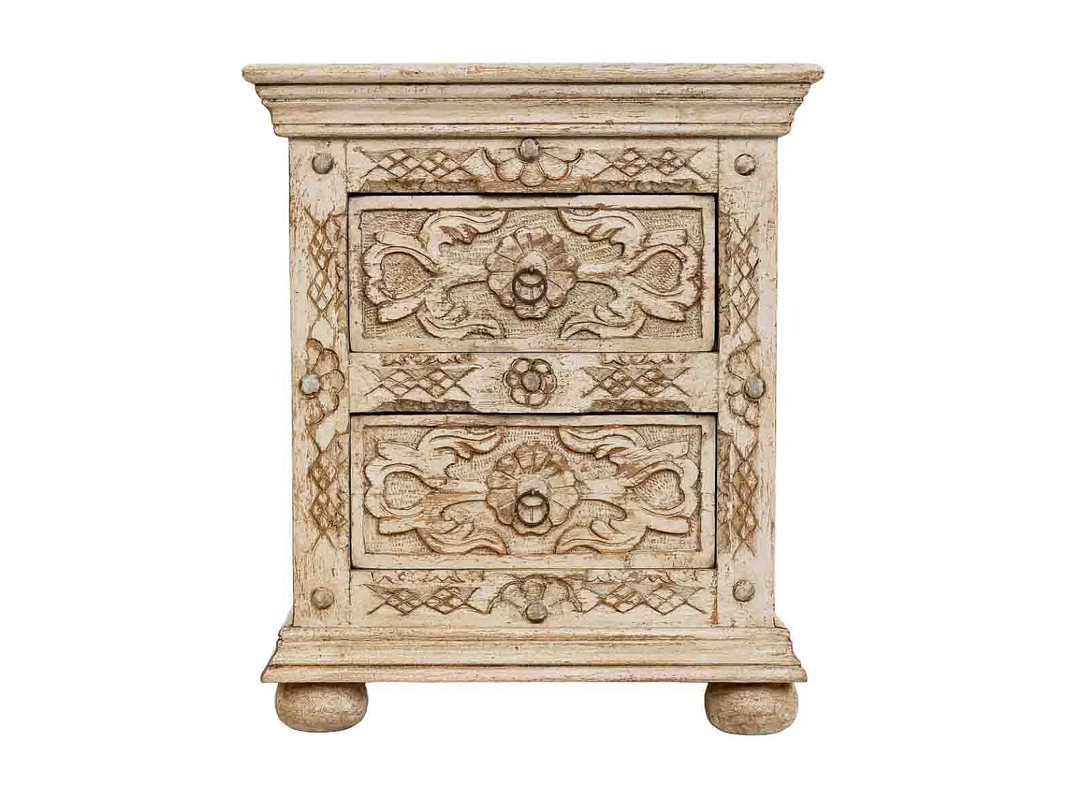 Table de chevet beige en bois faite à la main 50x40x60h cm