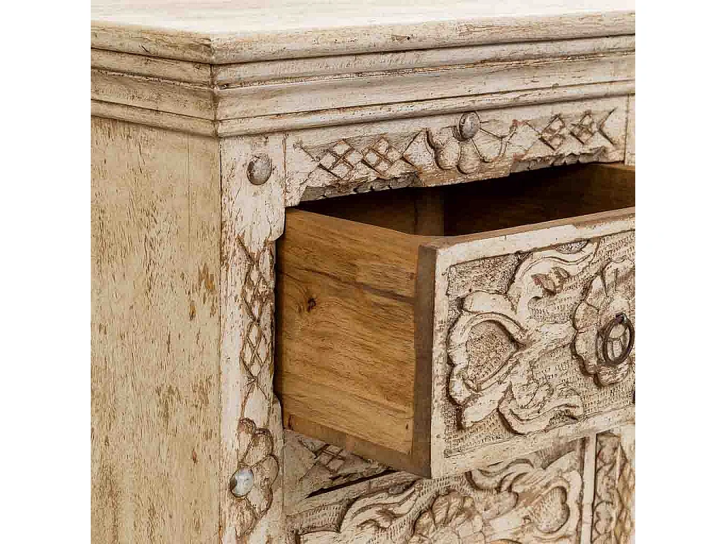 Table de chevet beige en bois faite à la main 50x40x60h cm