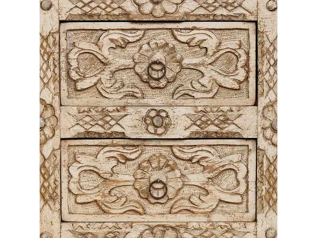 Table de chevet beige en bois faite à la main 50x40x60h cm