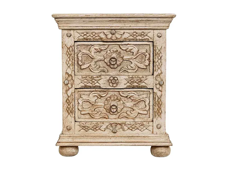 Table de chevet beige en bois faite à la main 50x40x60h cm