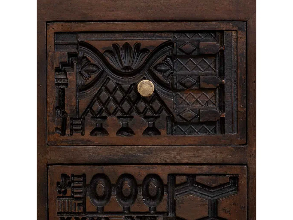 Table de chevet en bois brun sculpté à la main 40 x 35 x 60 cm (h)