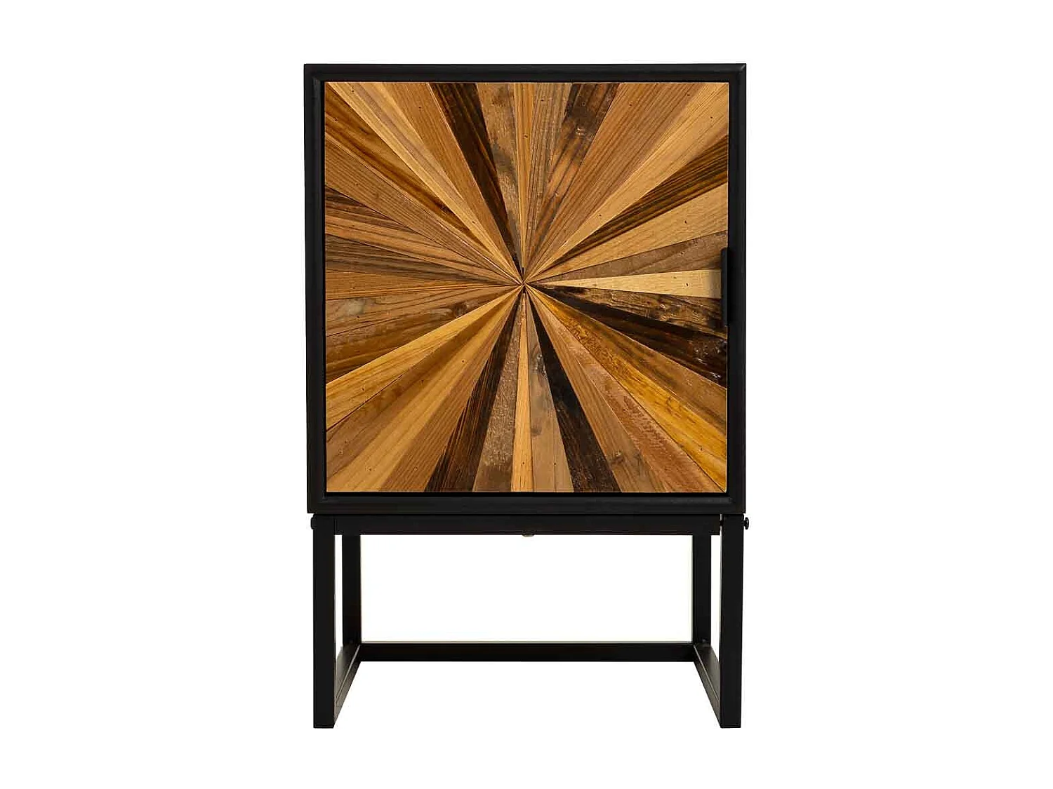 Mesita de noche de madera recuperada negra con 1 puerta 40x35x61h cm