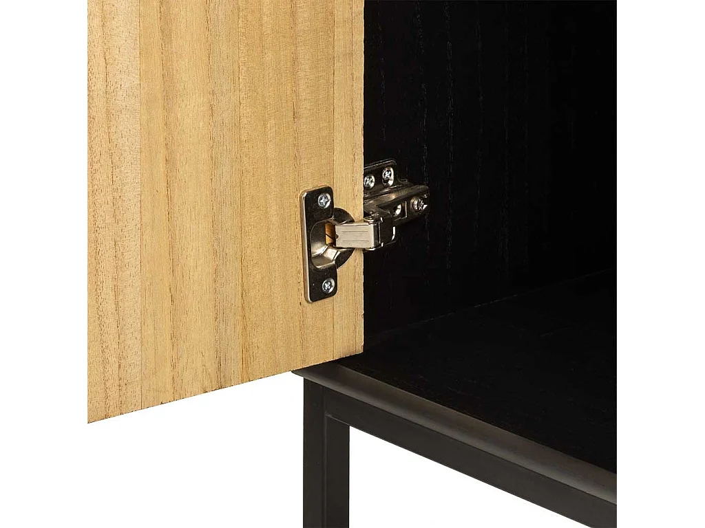 Mesita de noche de madera recuperada negra con 1 puerta 40x35x61h cm