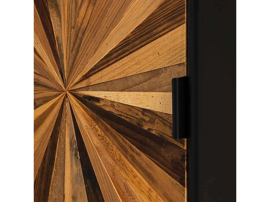 Mesita de noche de madera recuperada negra con 1 puerta 40x35x61h cm