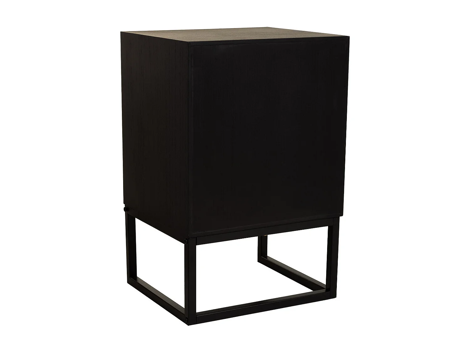 Mesa de cabeceira de madeira recuperada preta com 1 porta 40x35x61h cm