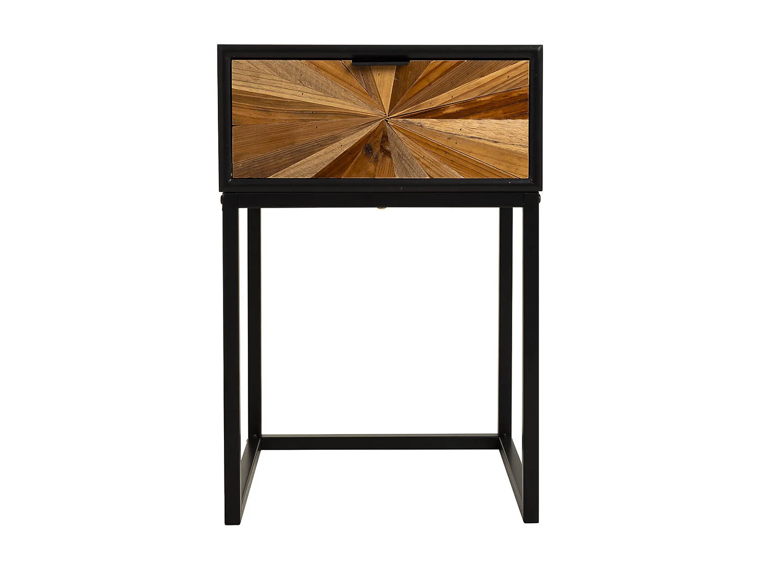 Mesita de noche de madera recuperada negra con 2 cajones 40x36x60h cm