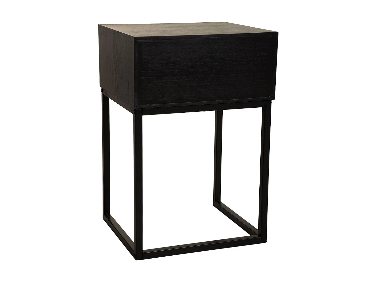 Mesita de noche de madera recuperada negra con 2 cajones 40x36x60h cm