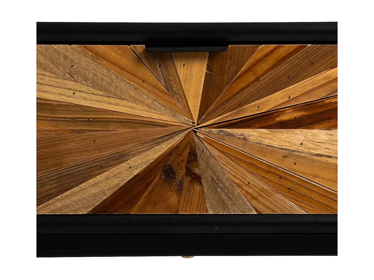 Mesita de noche de madera recuperada negra con 2 cajones 40x36x60h cm