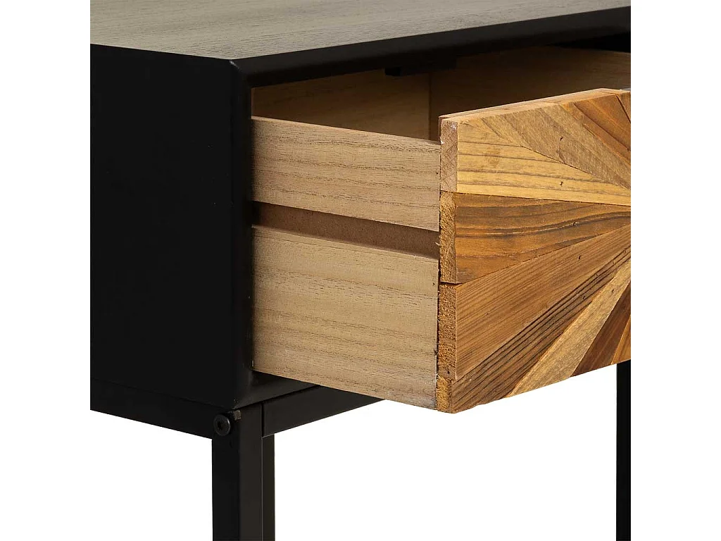 Mesa de cabeceira de madeira recuperada preta com 2 gavetas 40x36x60h cm