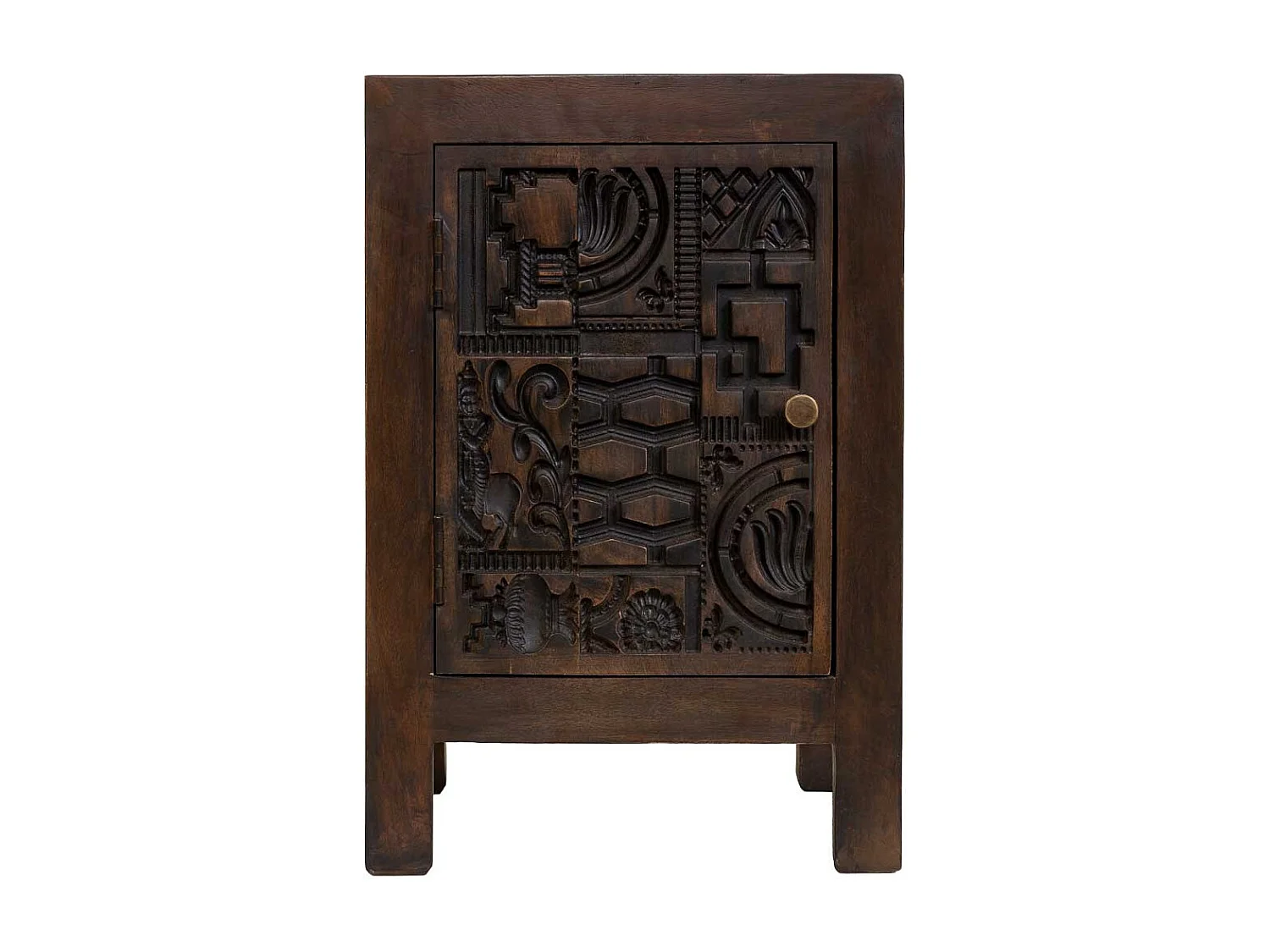 Table de chevet en bois brun sculpté à la main 40 x 35 x 60 cm (h)