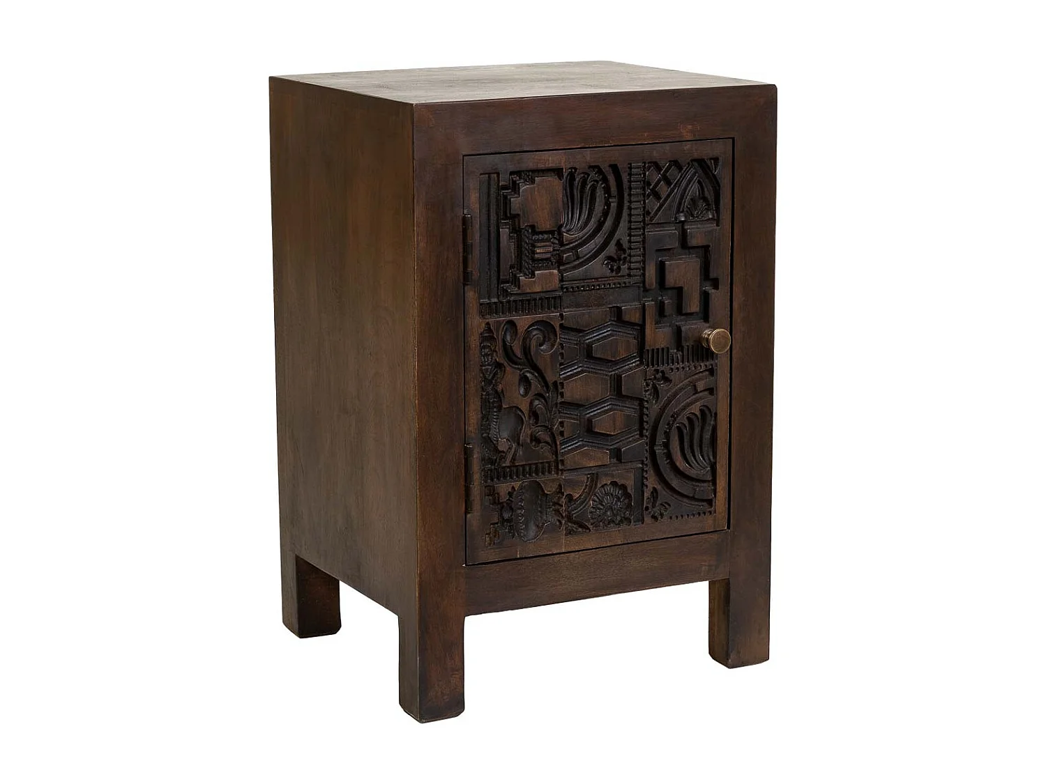 Table de chevet en bois brun sculpté à la main 40 x 35 x 60 cm (h)