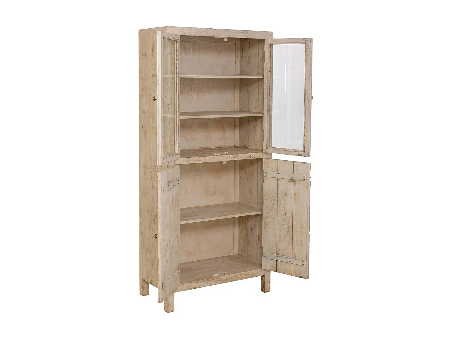 Handgefertigte Holzvitrine in Beige, 80×40×180 cm (H)