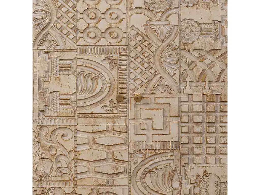 Handgefertigte Holzvitrine in Beige, 80×40×180 cm (H)
