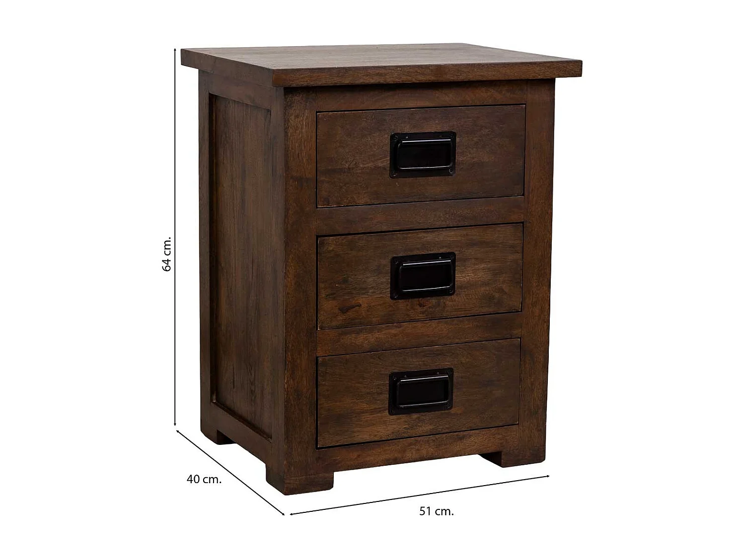 Mesita de madera artesanal marrón 51x40x64h cm