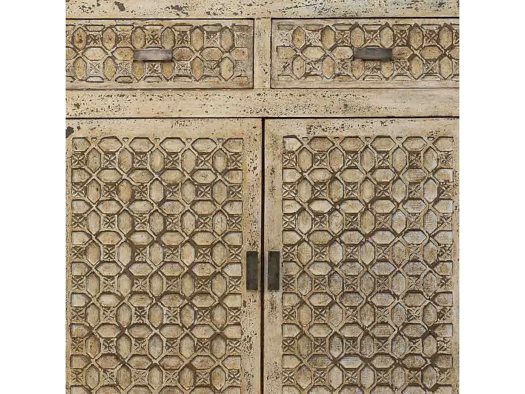 Vitrina de madera artesanal gris envejecido 85x40x180h cm