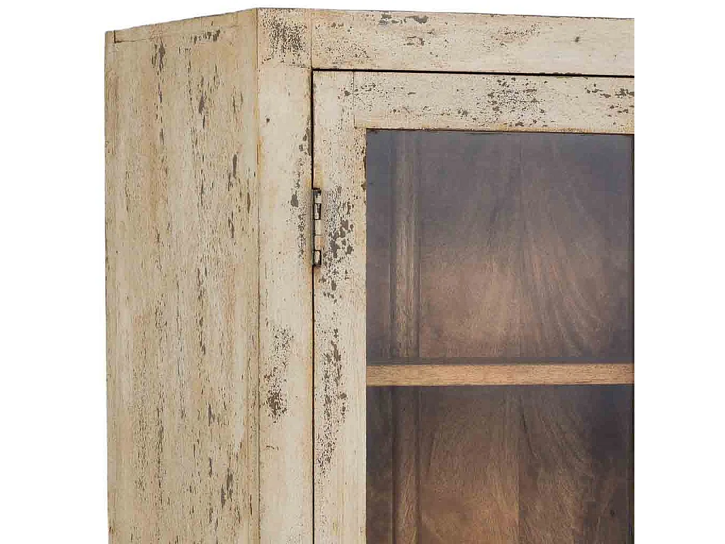 Handgefertigte Vitrine, gealtertes grau Holz, 85x40x180 cm