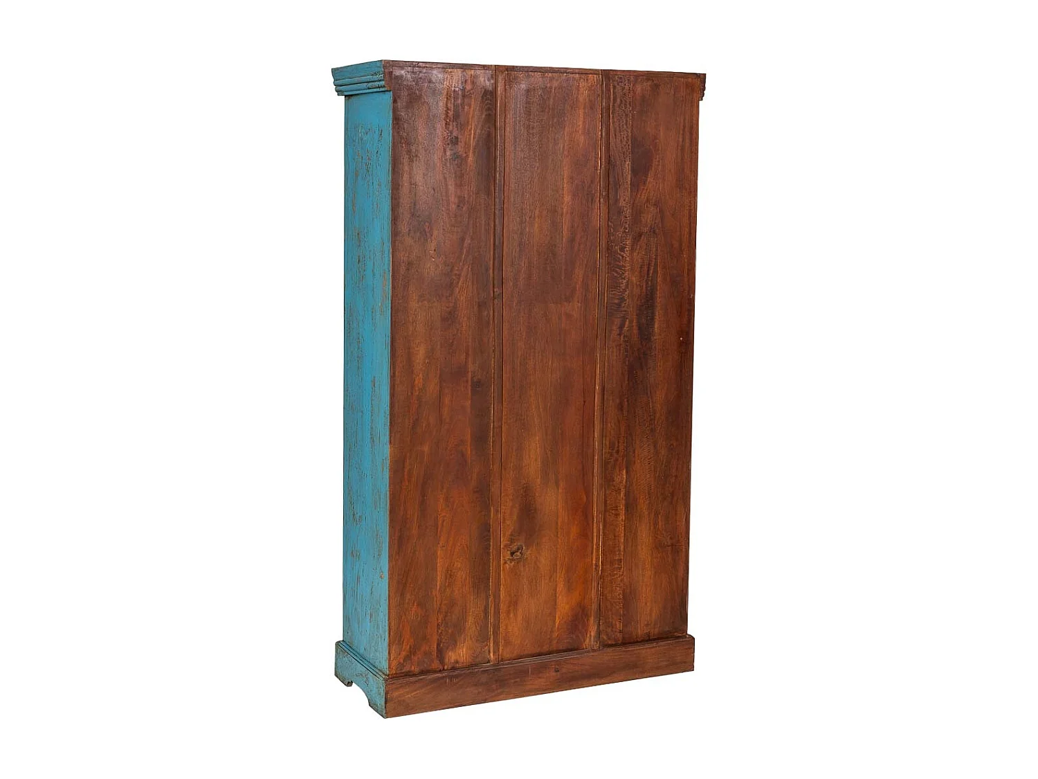 Vitrina de madera artesanal azul 105x40x180h cm