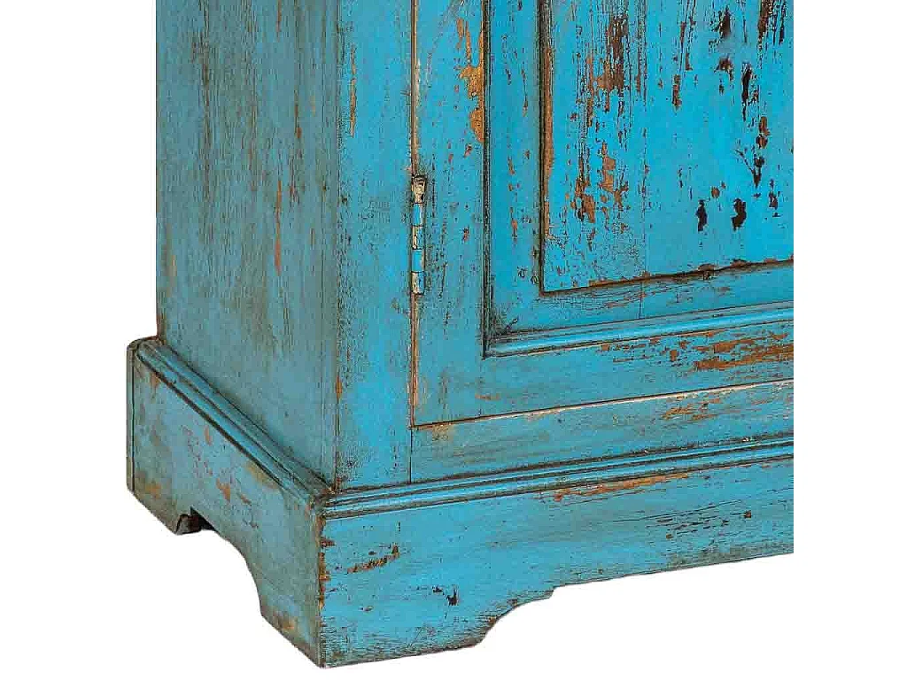 Vitrina de madera artesanal azul 105x40x180h cm