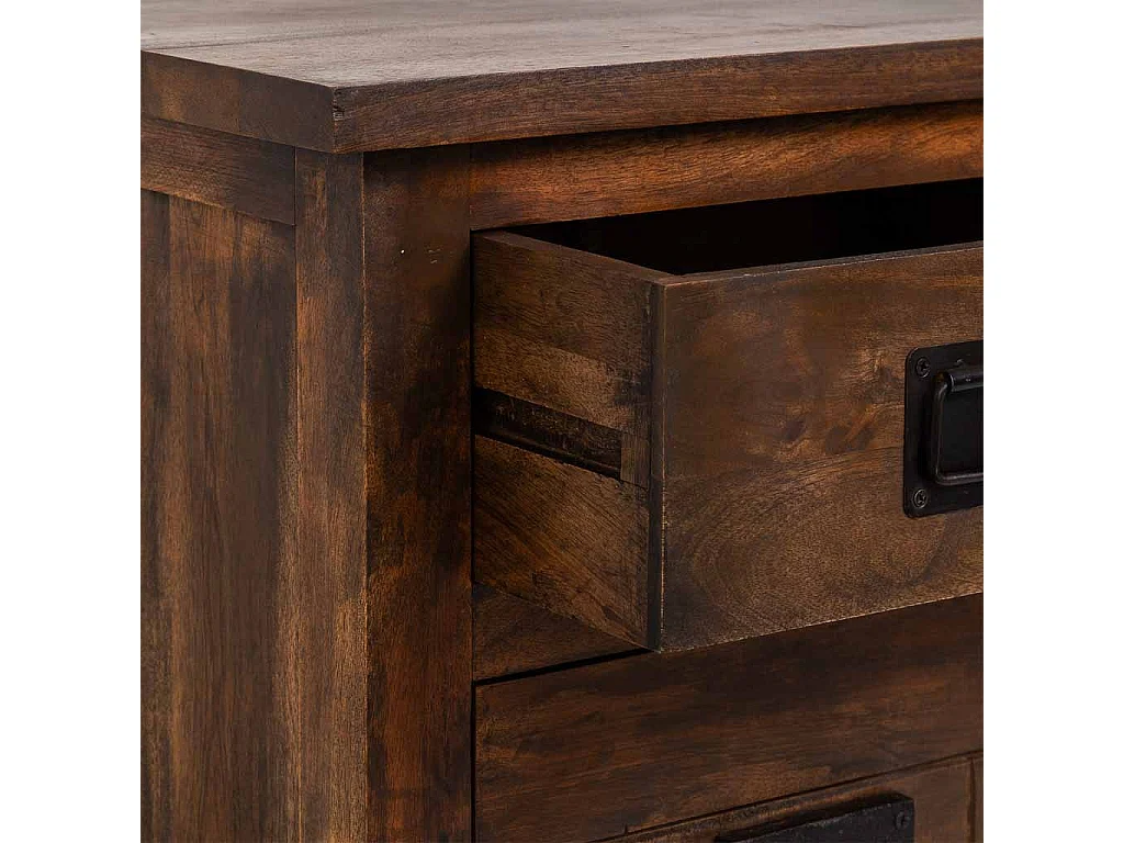 Mesita de madera artesanal marrón 51x40x64h cm