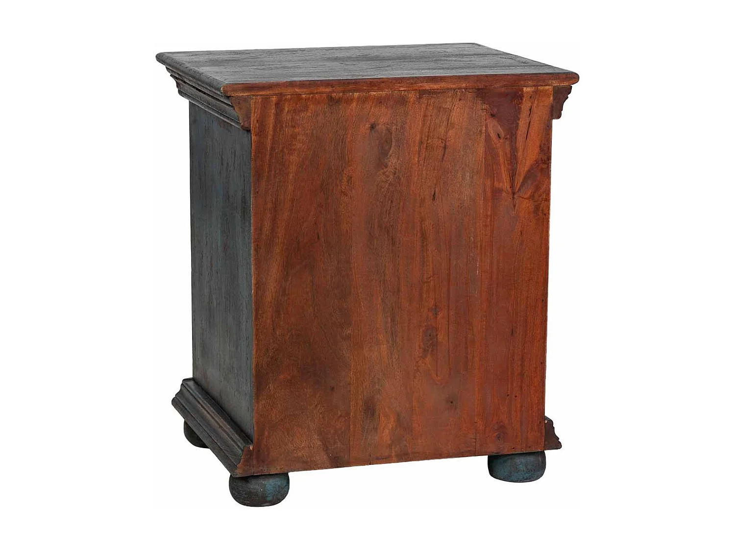 Table de chevet artisanale en bois bleu, 50 x 40 x 59 cm (h)