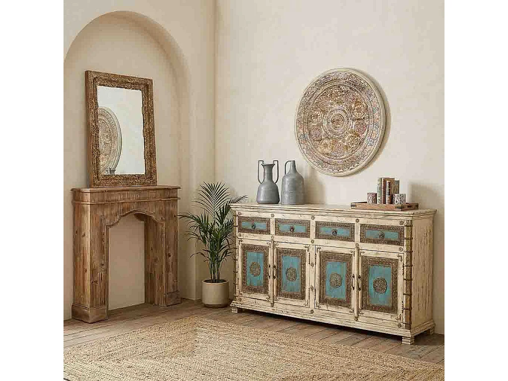 Panneau mural bois multicolore 90x3x90h cm