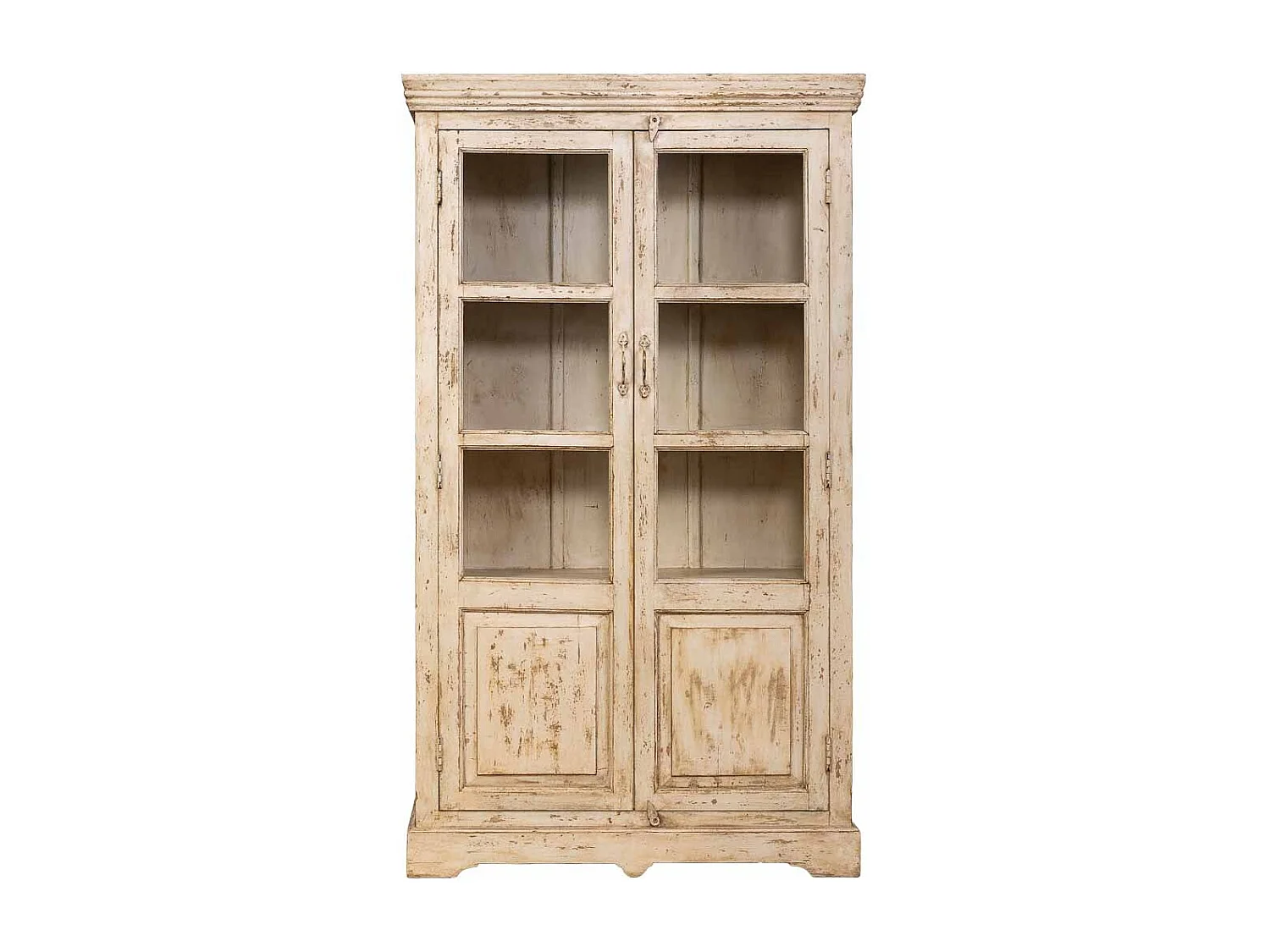 Vitrina de madera artesanal beige 105x40x180h cm