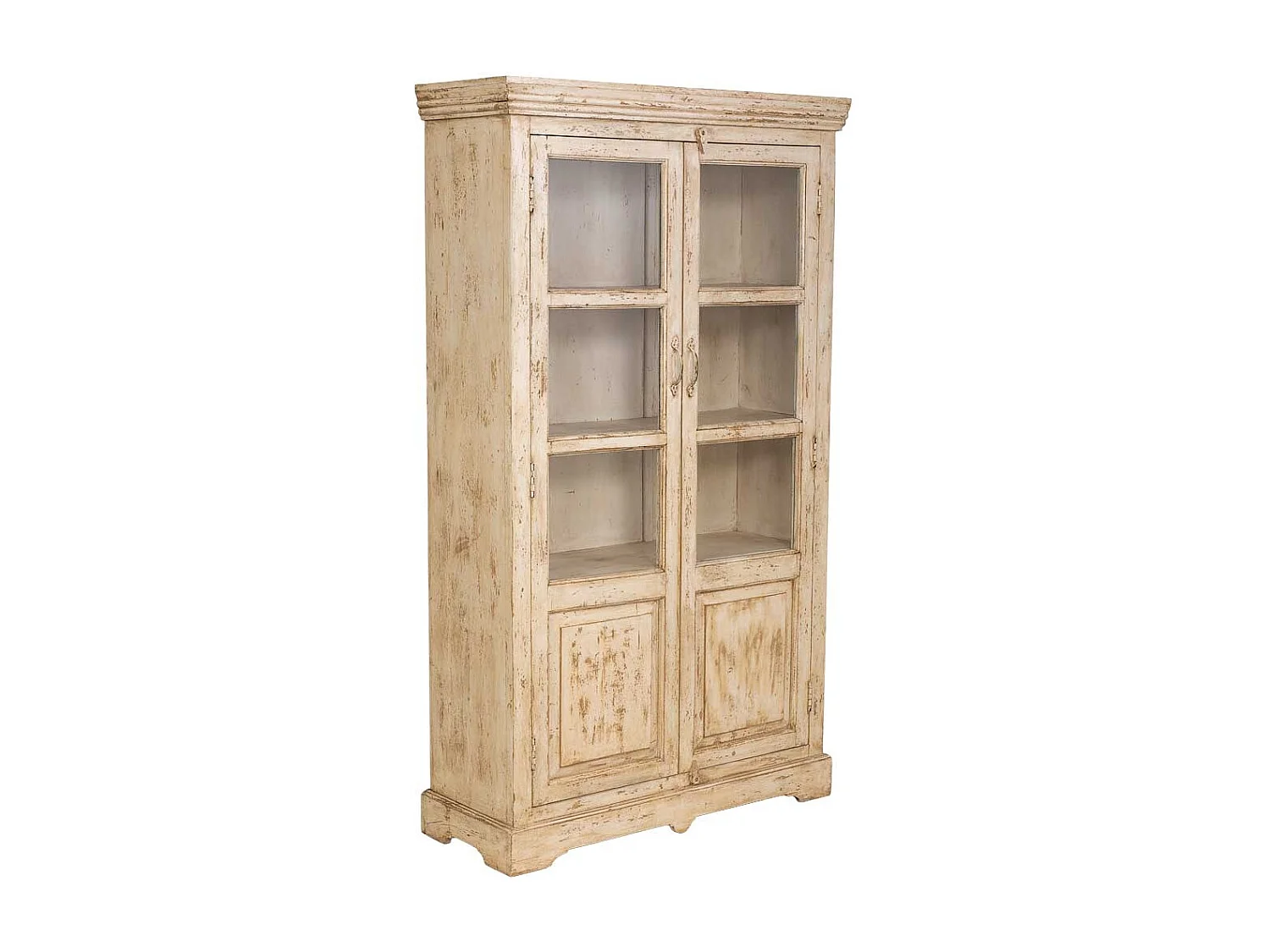 Vitrina de madera artesanal beige 105x40x180h cm