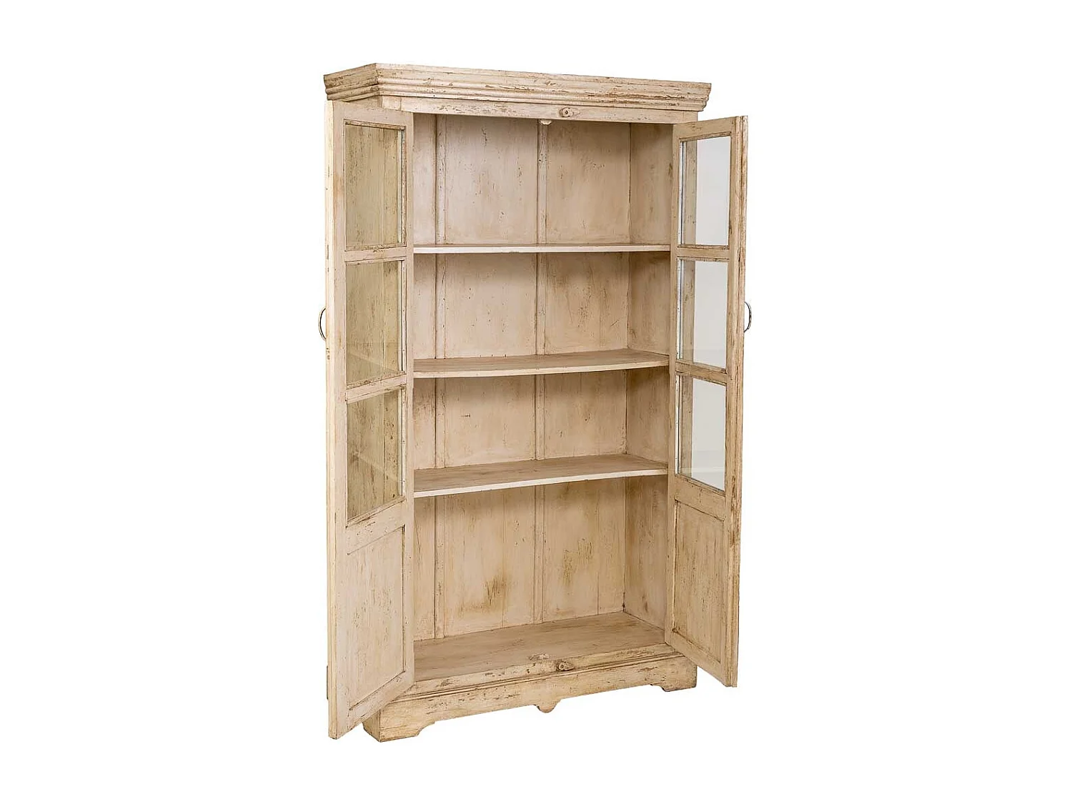 Vitrine en bois beige faite à la main, 105 x 40 x 180 cm (hauteur)