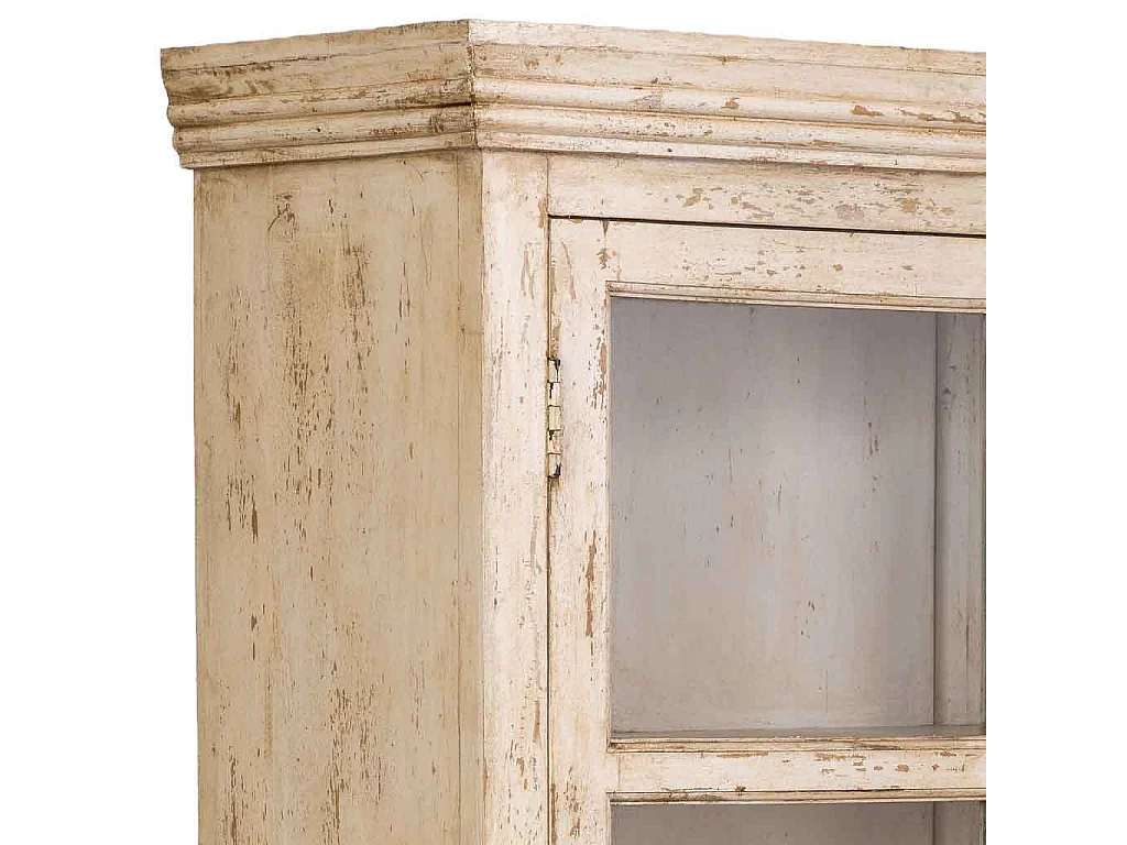 Vitrine en bois beige faite à la main, 105 x 40 x 180 cm (hauteur)