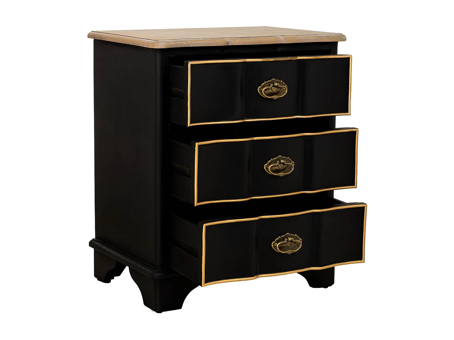 Mesita de noche de madera negra 50x35x60h cm