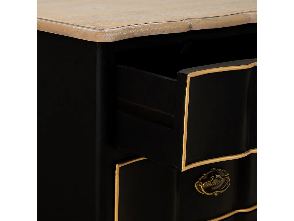 Mesita de noche de madera negra 50x35x60h cm