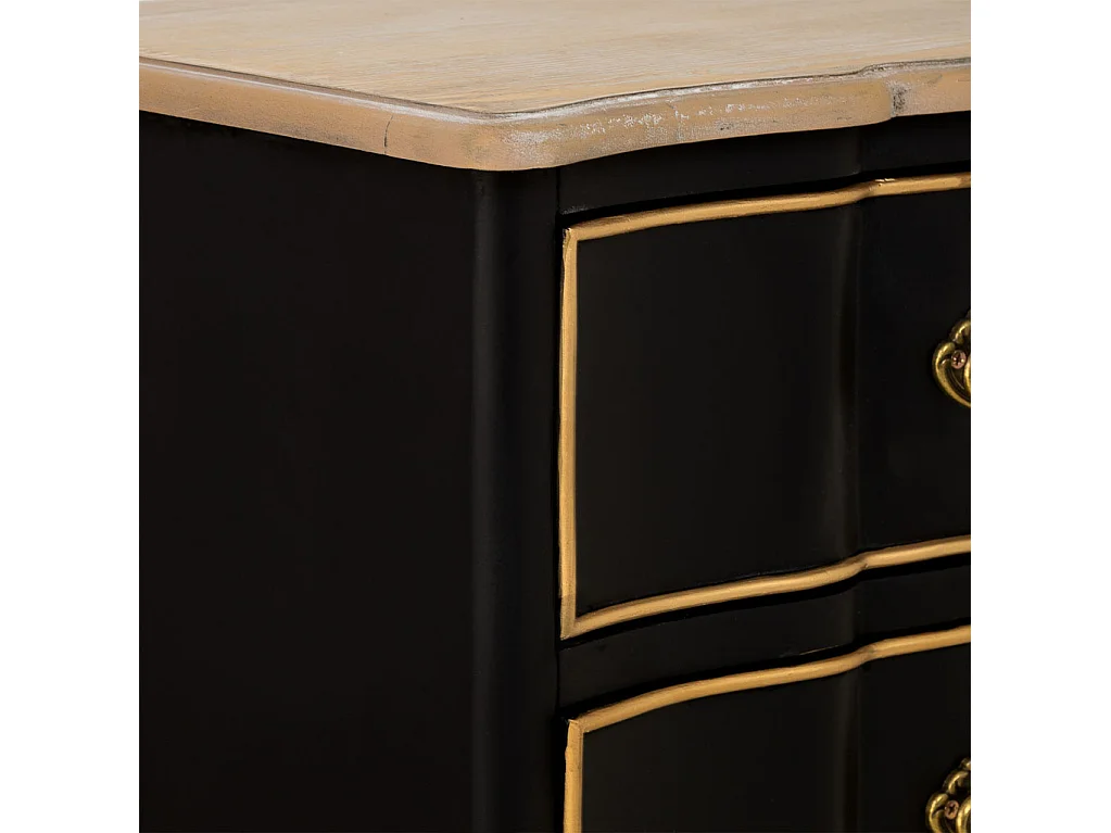 Mesita de noche de madera negra 50x35x60h cm