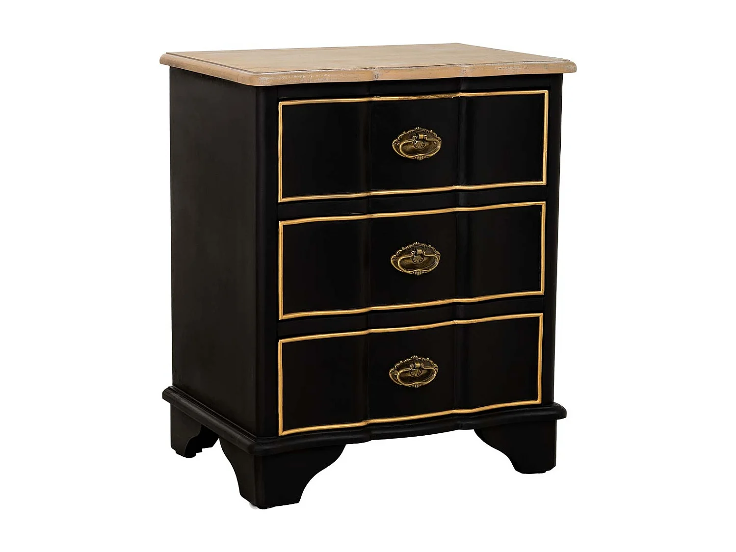 Table de chevet en bois noir : 50x35x60 cm (h)