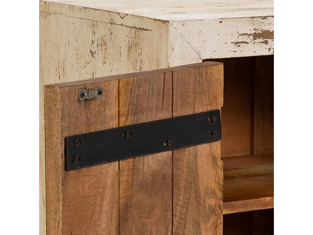 Table de chevet beige en bois sculpté à la main, 40 x 35 x 60 cm (h)