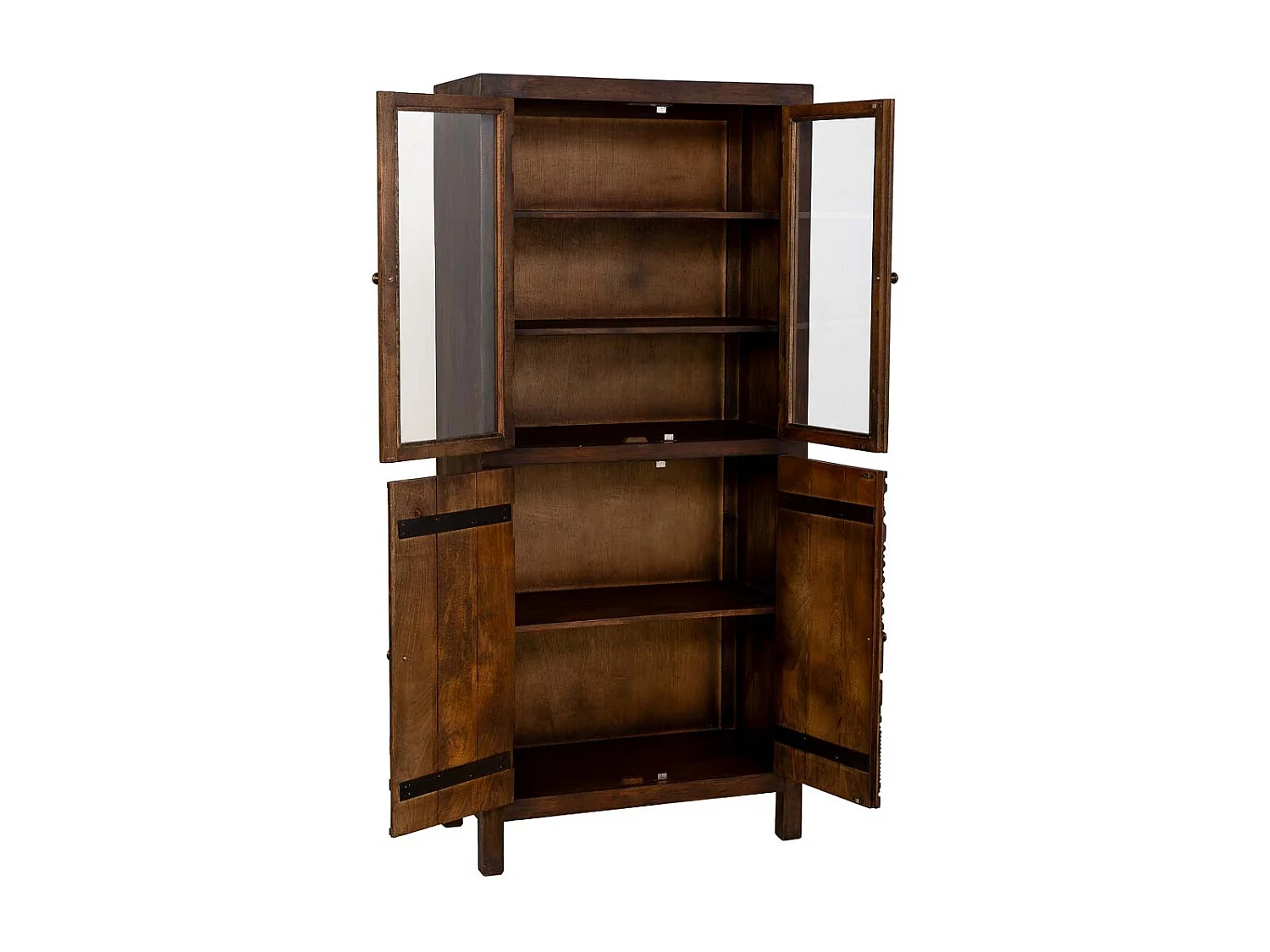 Vitrina de madera artesanal marrón 80x40x180h cm