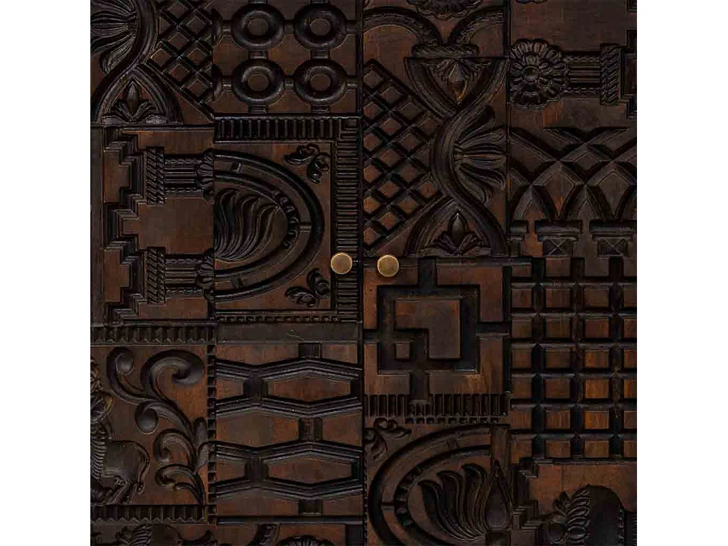 Vitrina de madera artesanal marrón 80x40x180h cm