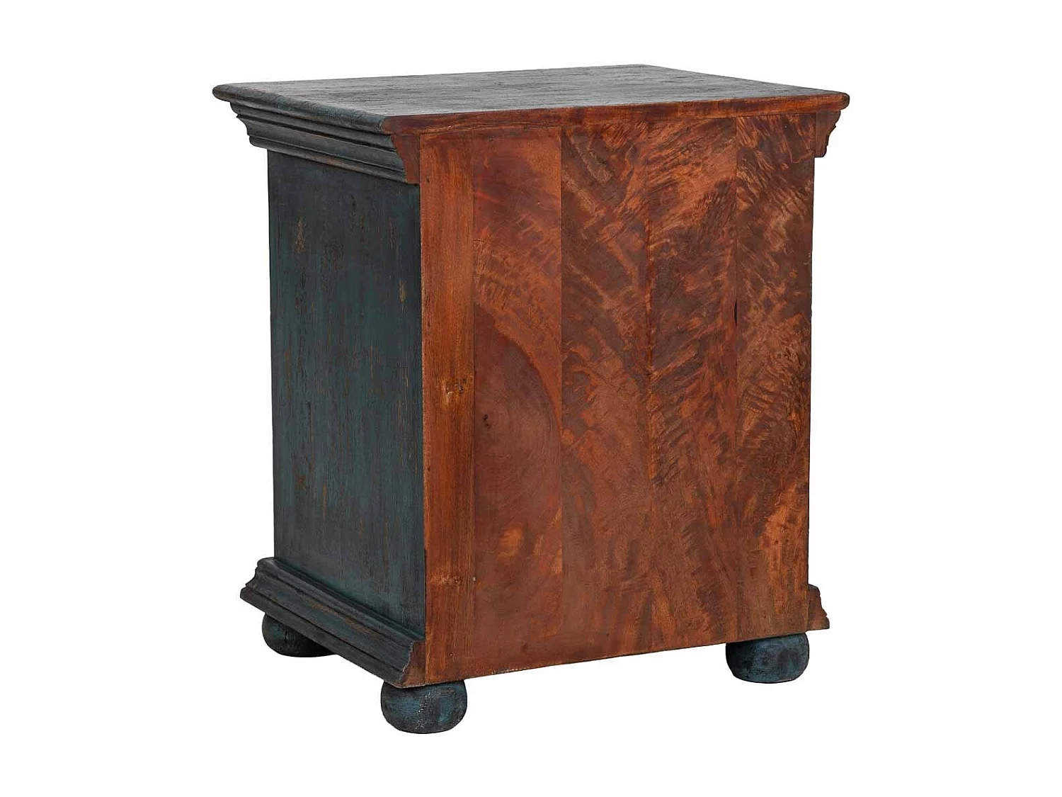 Table de chevet artisanale en bois bleu 50 x 40 x 60 cm (h)