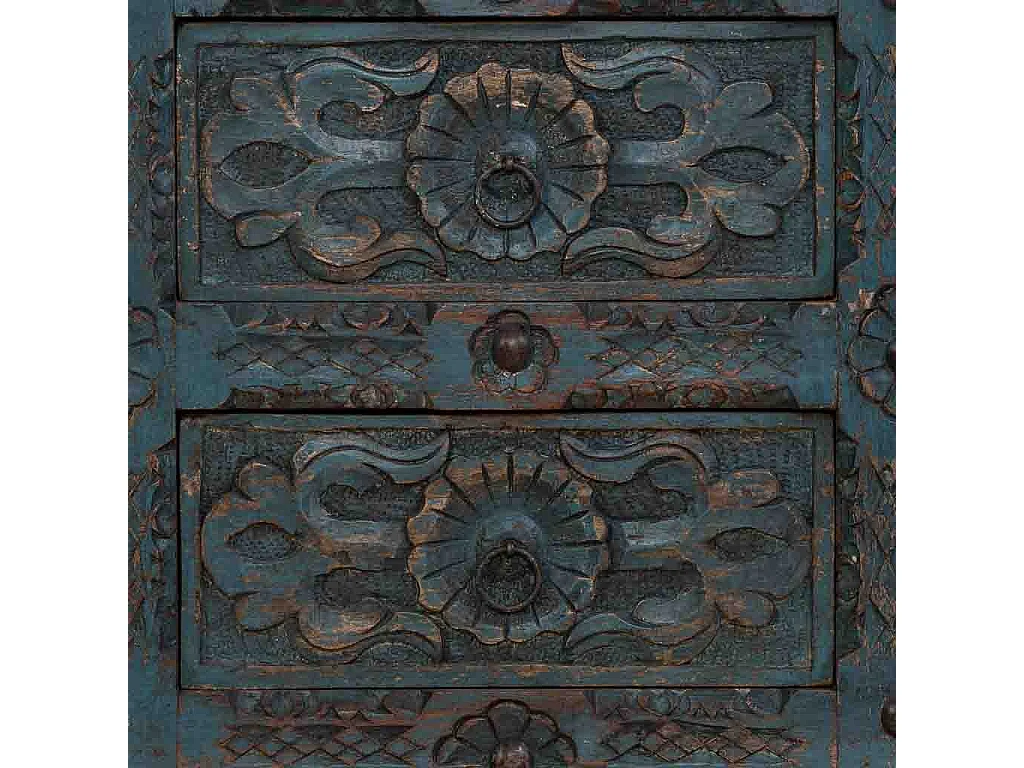 Table de chevet artisanale en bois bleu 50 x 40 x 60 cm (h)