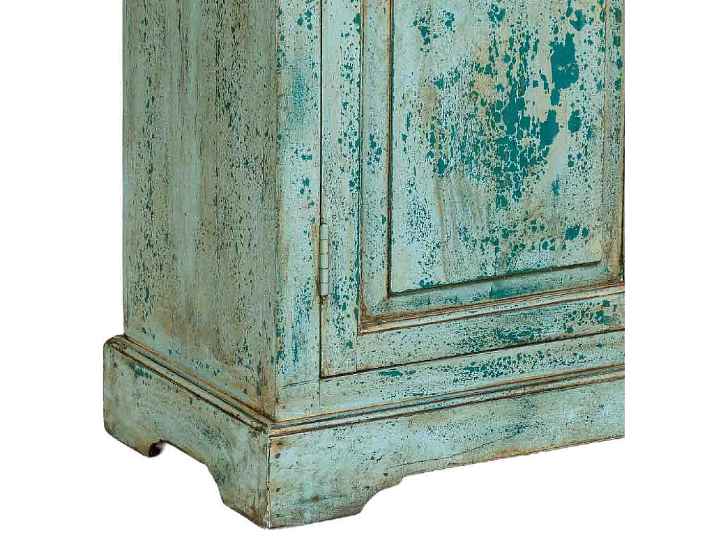 Vitrina de madera artesanal turquesa 105x40x180h cm