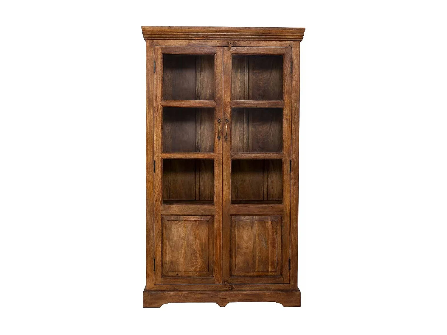 Vitrina de madera artesanal marrón 105x40x180h cm