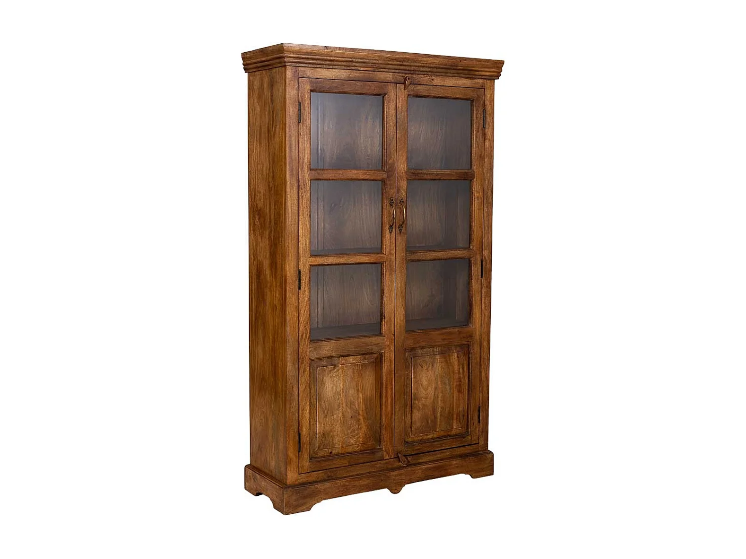 Vitrina de madera artesanal marrón 105x40x180h cm