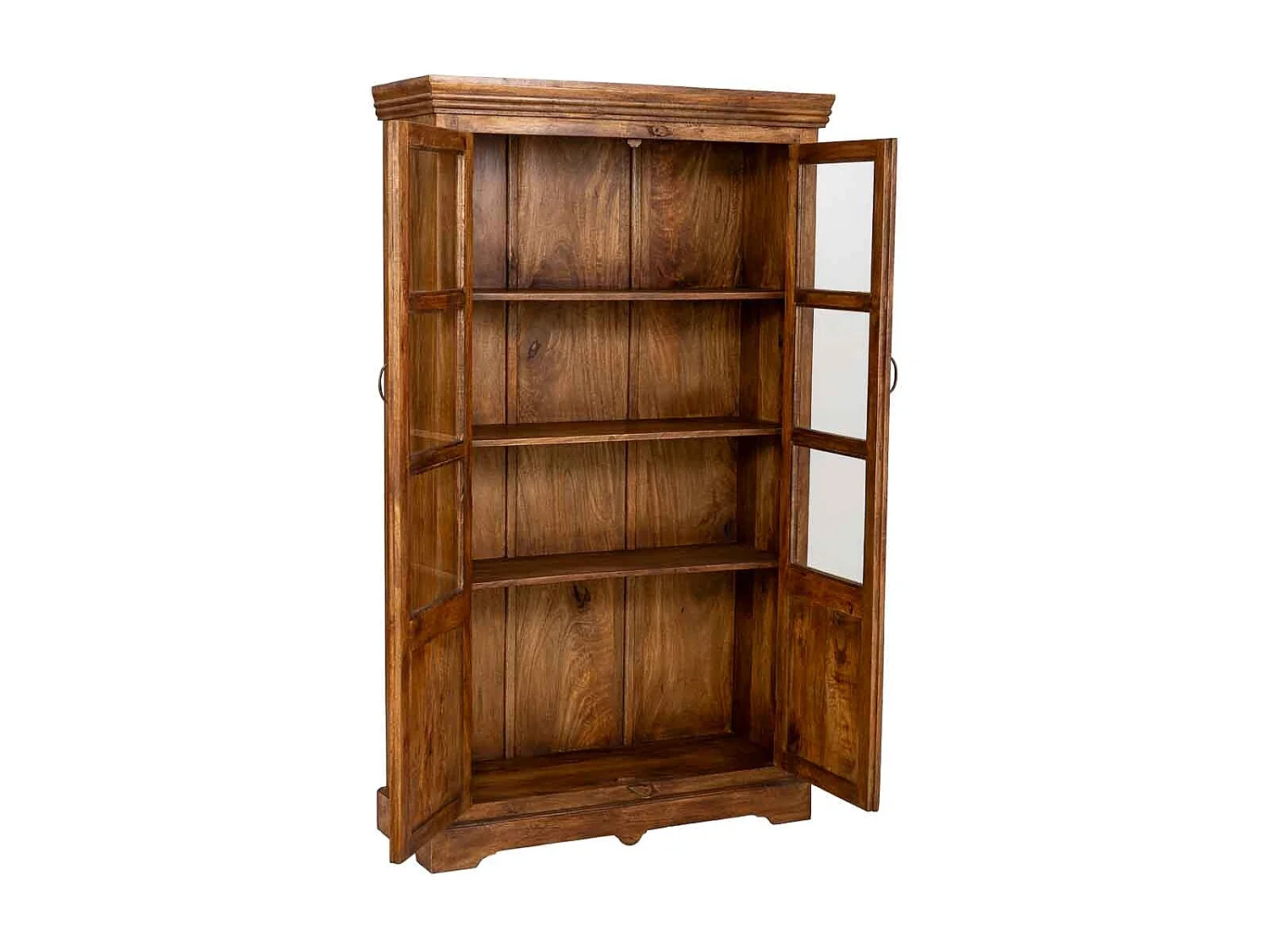 Vitrina de madera artesanal marrón 105x40x180h cm