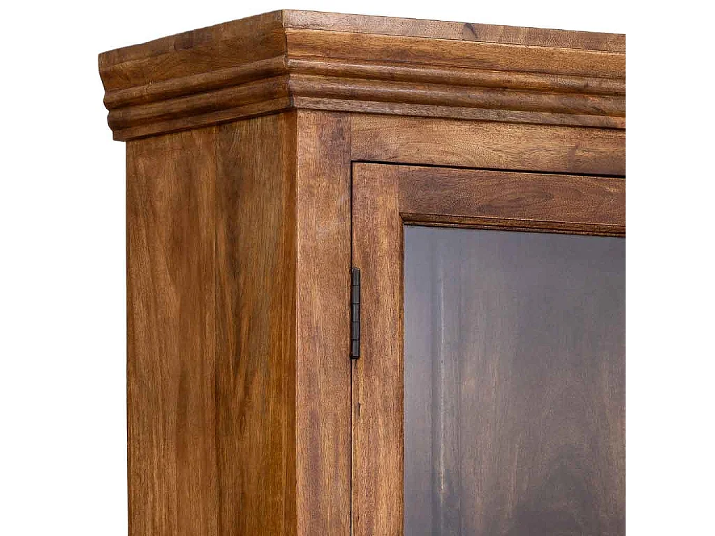 Vitrina de madera artesanal marrón 105x40x180h cm