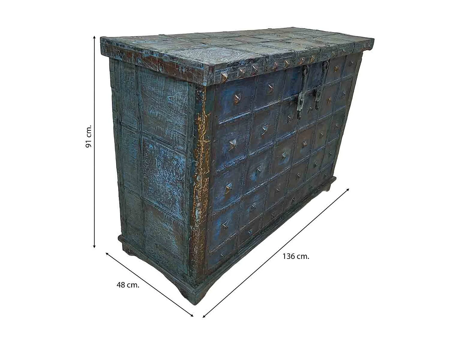 Coffre en bois fait main 136 x 48 x 91 cm (hauteur)